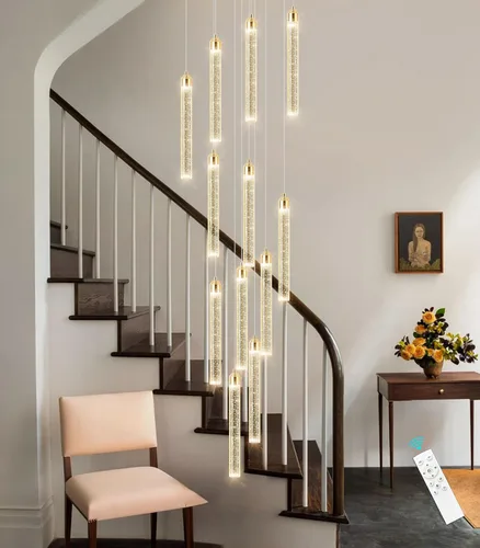 Miniatura 8 de Candelabro LED regulable de 12 luces para entrada, montaje empotrado, lámpara colgante de techo, candelabros de cristal para sala de estar, Dorado