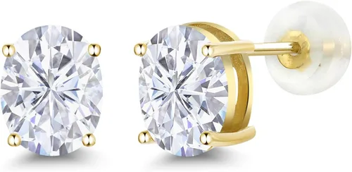 Miniatura 267 de Gem Stone King Aretes de oro de 14 quilates con piedra natal ovalada de 0.315 x 0.236 in Aretes de oro para mujer