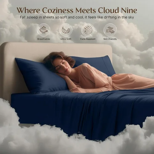 Miniatura 6 de Juego de sábanas Utopia Bedding tamaño King de 4 piezas – Sábanas de microfibra suaves y transpirables para cama tamaño King, incluye 1 sábana Azul
