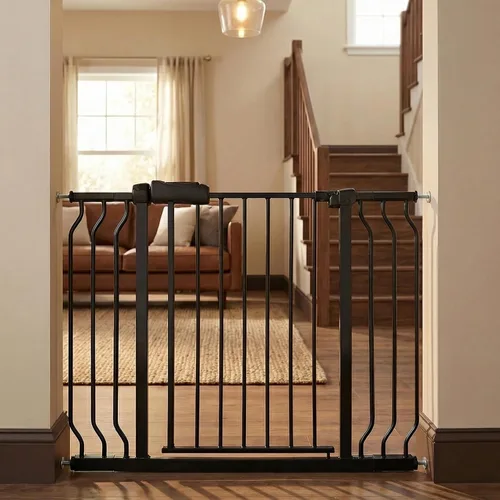 Miniatura 31 de Puertas para bebés extra anchas de 48 a 53 pulgadas, puerta grande para bebé, para escaleras, para mascotas, puertas para interiores, para puertas