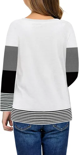 Miniatura 2 de Dokotoo Sudaderas de cuello redondo con bloques de color para niñas, sudadera de manga larga, sudadera casual suelta