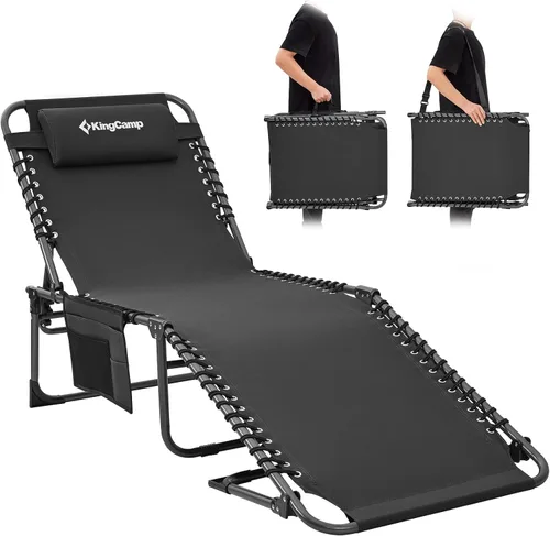 Miniatura 12 de KingCamp Silla bronceadora de gran tamaño, extra ancha, acolchada, plegable, portátil, ajustable, 5 posiciones, 440 libras, tumbona resistente