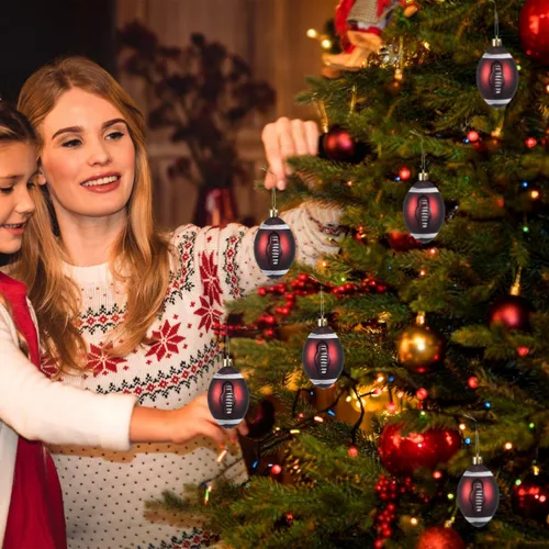 Miniatura 2 de Toyvian 6 adornos de fútbol de Navidad, decoraciones de bolas de árbol de Navidad para deportes de fútbol, decoraciones de fiesta de Navidad