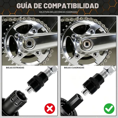 Miniatura 4 de Oumers Extractor de manivela de bicicleta/removedor de brazo y removedor de soporte inferior con llave inglesa/llave de 0.630 in. Kit de Naranja