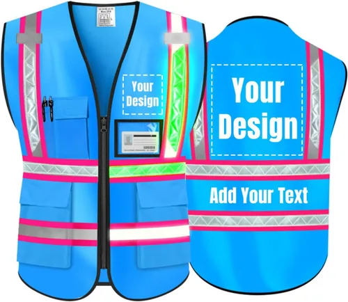 Miniatura 25 de Chaleco de Seguridad Reflectante de Alta Visibilidad Personalizable con Logo y 5 Bolsillos Hi Vis Chaleco Ropa de Trabajo Protectora para Exteriores