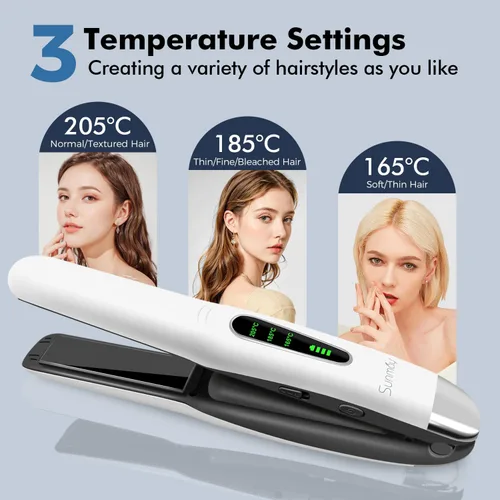 Miniatura 7 de SUNMAY Alisador de pelo inalámbrico, mini plancha plana portátil para viajes, calentamiento rápido de 20 segundos, recargable USB-C de 5000 mAh