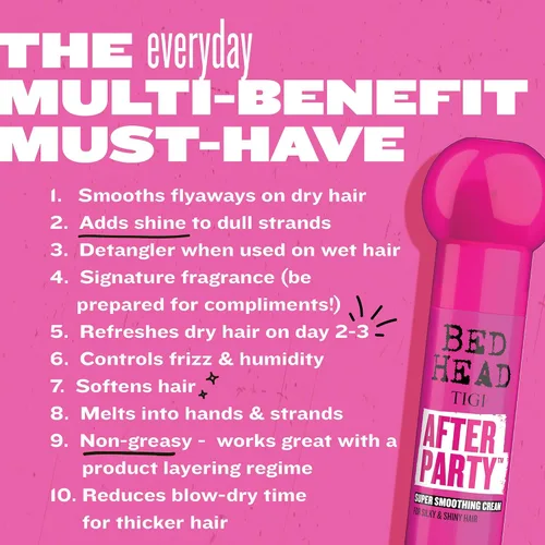 Miniatura 7 de TIGI Bed Head After Party Crema alisadora paquete de 2 – Productos para el cuidado del cabello para cabello suave y brillante, aroma de mezcla