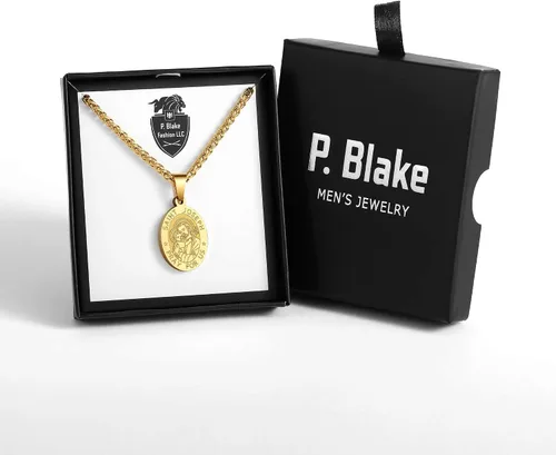 Miniatura 39 de P. BLAKE Collar ovalado de San Cristóbal, Miguel, José, Jude/Virgen María/José/Francisco/Patrick/Anthony/Benedict/Thomas para hombres y mujeres