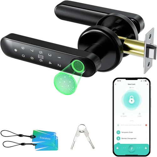 Cerradura de puerta por huella dactilar, perilla biométrica con teclado, entrada sin llave, cerradura de puerta 5 en 1 para dormitorios (huella