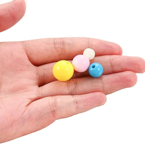 Miniatura 2 de 200 cuentas redondas acrílicas de 0.394 a 0.787 pulgadas (6 a 0.787 in) de color caramelo, cuentas espaciadoras sueltas para manualidades para hacer