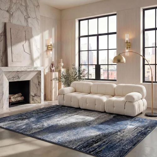 Miniatura 18 de SAFAVIEH, colección Adirondack - Alfombra de 6 x 9 pies, plateada/multicolor, abstracta, moderna, no desprende pelo, de fácil cuidado, para zonas