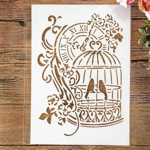 Miniatura 12 de TIAMECH Plantilla de alas reutilizables A4 para pintar, par de plantillas de capas de corazón de ala de ángel, arte de pared, muebles de madera