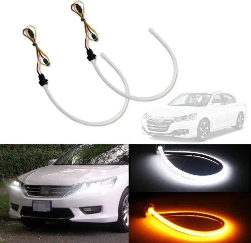Switchback - Faros delanteros iluminadores de doble color blanco/ámbar LED de señal de circulación diurna DRL Retrofit para Honda Accord Sedán