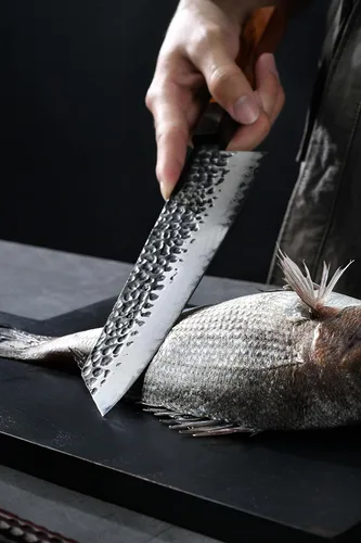 Miniatura 3 de Cuchillo de chef Kiritsuke de 9 pulgadas, cuchillo de cocina japonés hecho a mano forjado profesional afilado, cuchillo de cocina AUS10 de acero