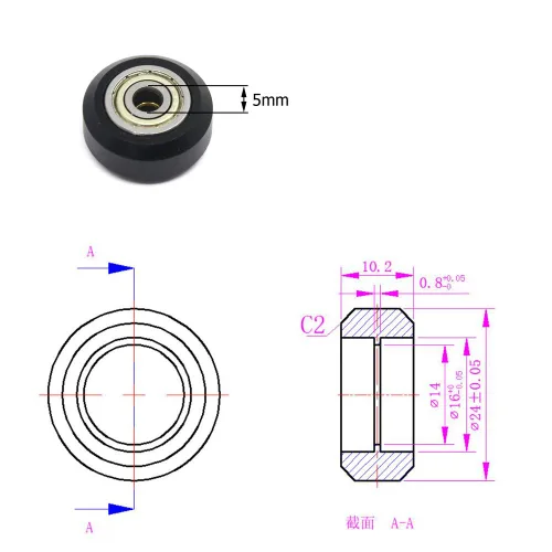 Miniatura 2 de Rueda de polea de plástico grande con rodamiento para impresora 3D