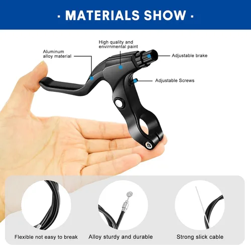 Miniatura 5 de Juego de frenos de bicicleta tipo V delanteros y traseros para bicicleta, palanca de freno MTB, kit de cables interiores y exteriores con llaves