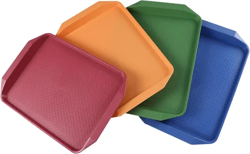 Miniatura 2 de Colord - Paquete de 4 bandejas para servir comida rápida, bandeja de plástico para comer, 16.73 x 11.81 pulgadas