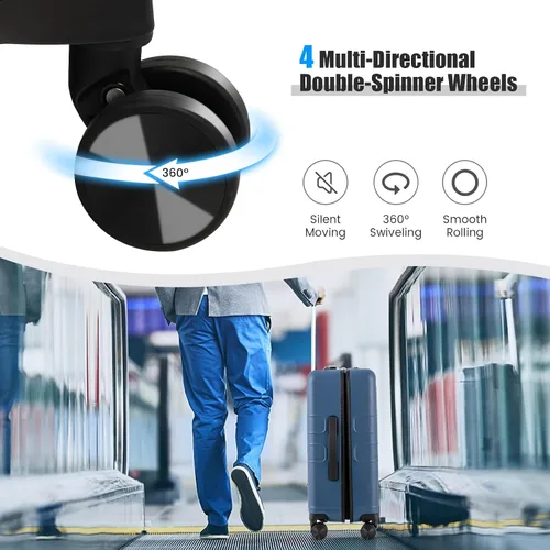 Miniatura 8 de Goplus Equipaje de mano, maleta rígida de policarbonato de 20 pulgadas con bolsillo frontal, mesa plegable, puerto de carga USB, doble bloqueo TSA