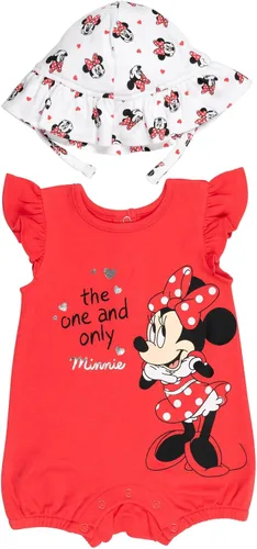 Disney Minnie Mouse Winnie the Pooh Baby Girls - Mameluco de peluche y sombrero de sol recién nacido a bebé