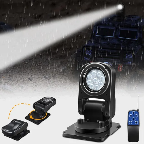 Luces LED de punto remotas para camiones, luz de búsqueda giratoria de 360 grados con retorno automático para faro marino de camión, luces de
