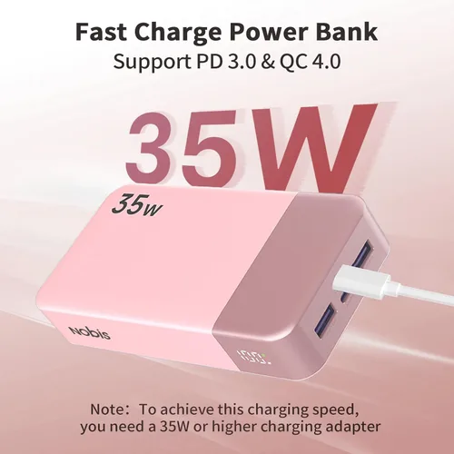 Miniatura 2 de NOBIS Cargador portátil, banco de energía de 20000 mAh, banco de energía de 35 W, carga rápida, paquete de batería con cable C a C, banco de batería
