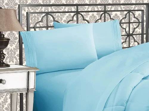 Miniatura 19 de Elegante juego de cómodas sábanas para cama de 1500 hilos resistente a arrugas y a la decoloración, calidad egipcia de lujo ultrasuave de 4 piezas