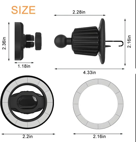 Miniatura 2 de Soporte magnético para teléfono de automóvil, rotación de 360° ajustable, cambiador de montaje de teléfono para vehículo con clip, soporte