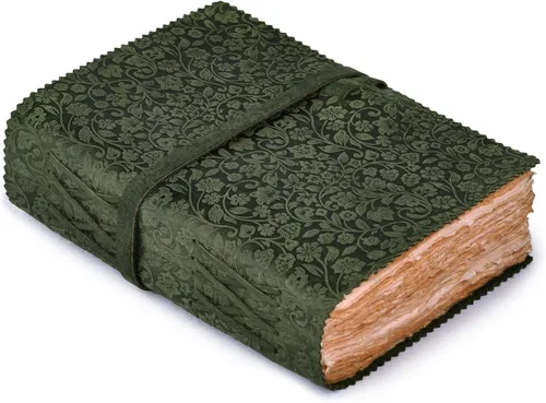 Miniatura 13 de LEATHER VILLAGE Diario floral en relieve encuadernado en cuero para mujeres y hombres, 200 páginas, 6 x 4 pulgadas (A6), negro - Libro de sombras