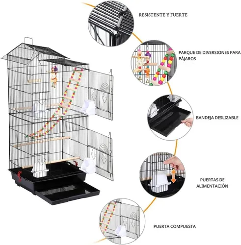 Miniatura 7 de Yaheetech Jaula de 39 pulgadas para pájaros de techo grande para loros pequeños, cacatúas, periquitos del sol, conure de mejillas verdes