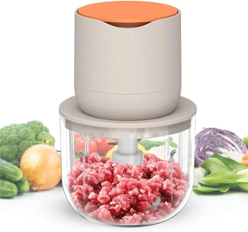 Miniatura 11 de Picadora de ajo eléctrica de 350 ml, picadora portátil de verduras, trituradora de ajo y aplastador de cebolla, licuadora para verduras, procesador