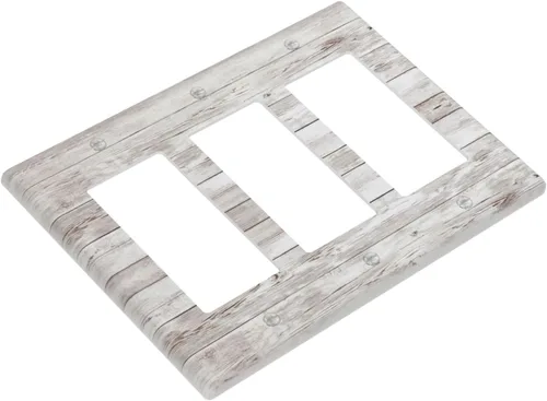 Miniatura 298 de Placa Decorativa de Pared de Granja Rústica con Cuerno de Madera para Puerta de Granero 1 Banda Duplex Cubiertas de Toma Eléctrica Soltera