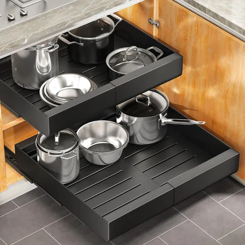 Miniatura 11 de Organizador de gabinete extraíble, expandible (12"-20") cajones deslizantes de servicio pesado fijados con película nano adhesiva para ollas
