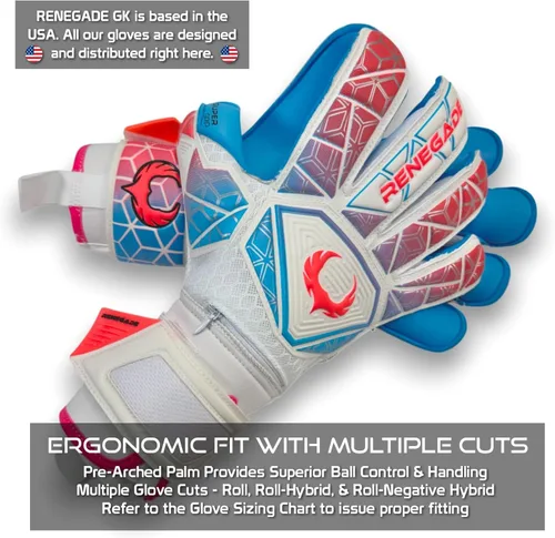 Miniatura 6 de Renegade GK Vortex - Guantes de portero con protector microbiano (tallas 6-11, 3 estilos, nivel 3) Hyper Grip de 3.5+0.118 in y súper malla