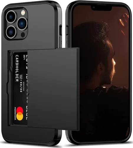 Miniatura 11 de Nvollnoe Funda para iPhone 13 con Portarjetas [Almacena 5 Tarjetas] Funda Cartera de Doble Capa Resistente de Servicio Pesado a Prueba de Golpes