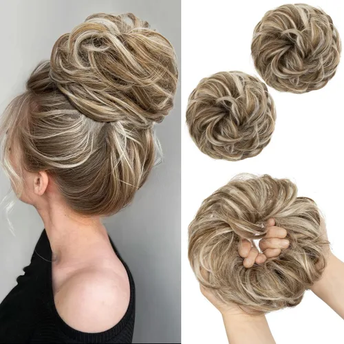 Miniatura 19 de SARLA 2 piezas de cabello desordenado color burdeos, onduladas, rizadas, sintéticas, coleteros falsos, extensiones de cola de caballo para mujeres