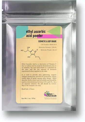 Polvo de ácido ascórbico etílico y derivado estable de vitamina C que ayuda a absorber la vitamina C para la piel, mejorar el brillo de la piel, la
