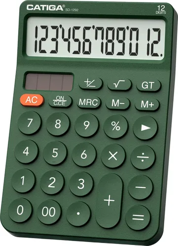 Miniatura 13 de CATIGA Calculadora de escritorio de 12 dígitos Calculadora de escritorio básica con pantalla LCD grande, botones grandes, 4 funciones, energía solar