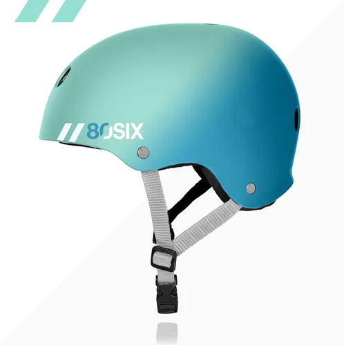 Miniatura 3 de Casco Multideporte Triple Certificado 80Six - Ideal para Bicicleta, Monopatín, Patineta, Patines en Línea y Patinaje en Línea Surf Verde Teal Fade