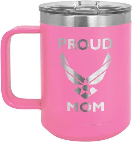 Miniatura 8 de PROUD AIR FORCE MOM BLACK Taza de café de 15 oz con tapa deslizante Taza de café de viaje aislada Ideas de regalo del día de la madre de hijo