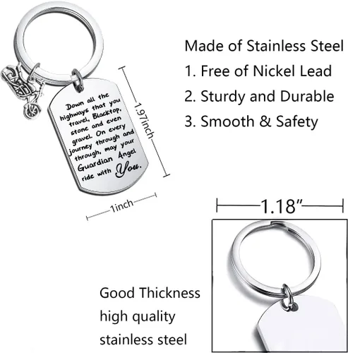 Miniatura 19 de FUSTMW Llavero de motociclista, regalo de motocicleta, llavero seguro para que tu ángel guardián viaje contigo, nuevo regalo para motociclista