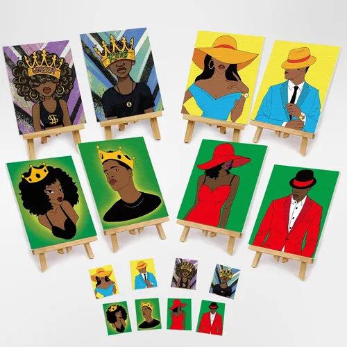Miniatura 2 de Paquete de 8 lienzos predibujados para pintar para adultos, suministros para fiestas de pintar y beber, juego de pintura en lienzo para artistas