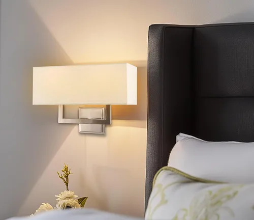 Miniatura 5 de Kira Home Haven - Lámpara de pared moderna de 16 pulgadas, 2 luces + pantalla rectangular de tela blanca, acabado de níquel cepillado