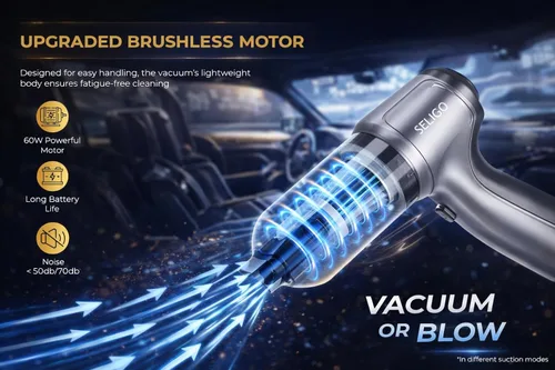 Miniatura 3 de Aspirador de coche inalámbrico 3 en 1 y plumero de aire - Motor sin escobillas de 75,000 rpm, succión de 12,000 Pa - Mini aspiradora de mano