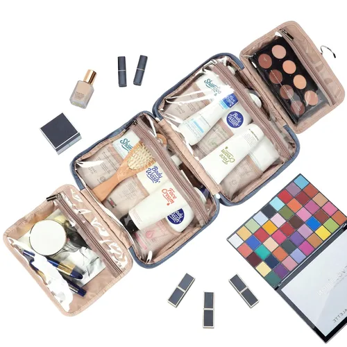 Miniatura 6 de NISHEL - Neceser de aseo colgante para viaje, organizador de maquillaje, estuche de maquillaje para accesorios de viaje, baño, ducha, Aegean-Blue