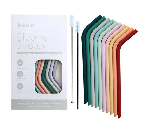 Popotes reutilizables delgados y cortos de 6.7" de silicona flexibles y lindos para niños, bebés y niños pequeños, para vasos de vino/Yeti de 6, 10,