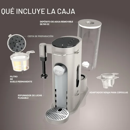 Miniatura 6 de Ninja Pod & Grounds - Cafetera especializada de una sola porción, compatible con cápsulas K-Cup, prepara café molido, diseño compacto, espumador