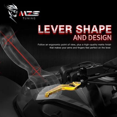 Miniatura 5 de MZS - Palancas de embrague y freno ajustables para motocicleta, color dorado, con mecanizado CNC, compatibles con Shadow Phantom Spirit 750
