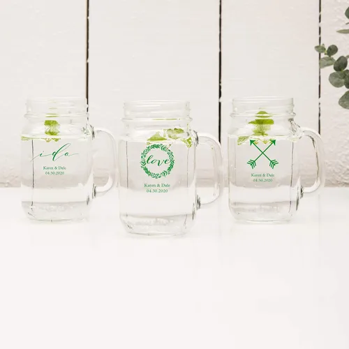 Miniatura 4 de WEDDINGSTAR Taza de vidrio personalizada de 16 onzas con asa, impresión personalizable a todo color, paquete de 180 180 paquete