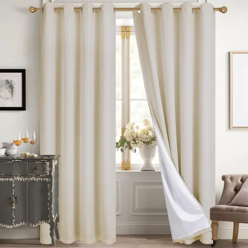 Miniatura 112 de Diraysid Cortinas 100% opacas de lino beige para dormitorio, con ojales, aislamiento térmico, cortinas de oscurecimiento de habitación