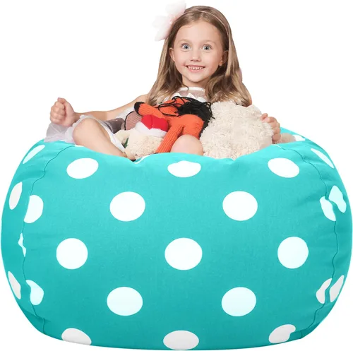 Miniatura 19 de WEKAPO Puf de almacenamiento de animales de peluche para niños, puf con cremallera rellenable para organizar juguetes de peluche, lona de algodón